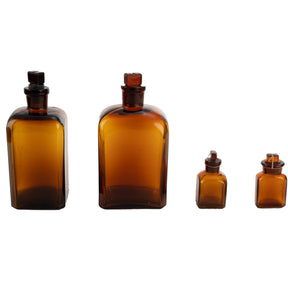 Czech Glass Square Bottle Set 4pc