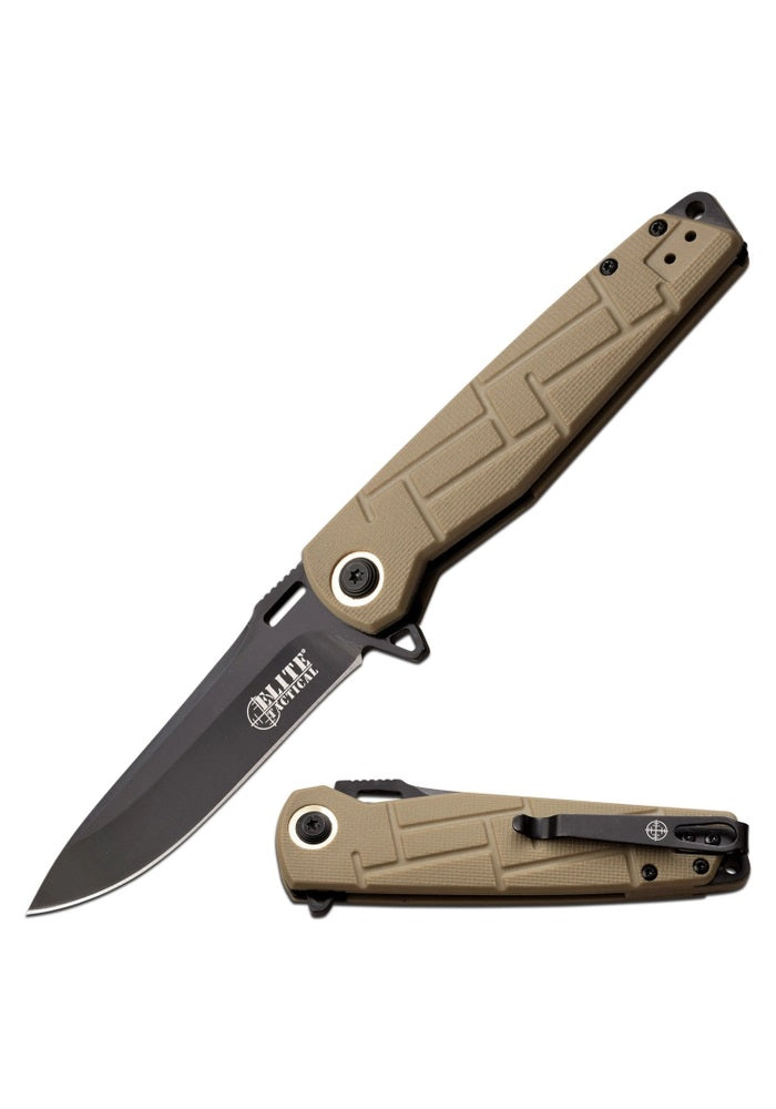 Elite Tactical Assisted Tan Knife