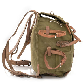 Romanian Military Canvas Backpack with Leather Straps