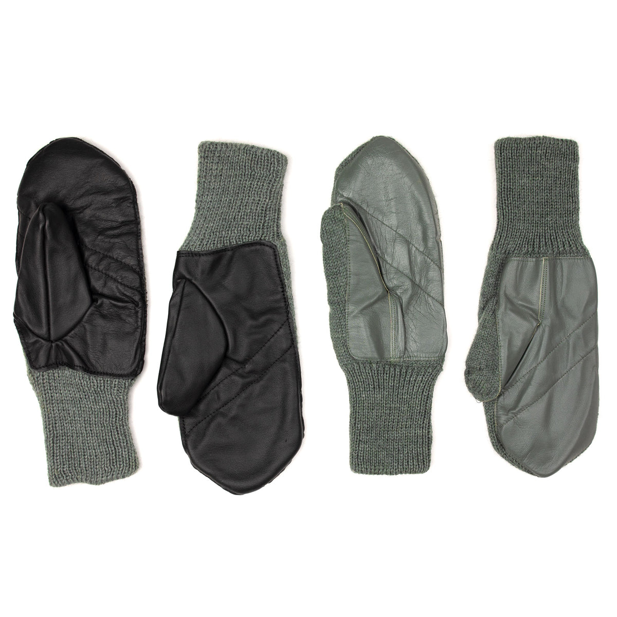 Swiss Military Wool Mittens With Leather Palm